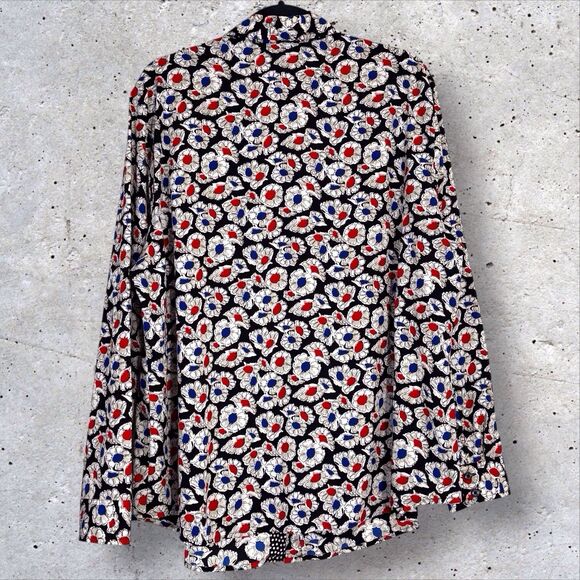 Jones New York Button Shirt Dark Floral Womens Plus 3X Black White Red Blue - Picture 3 of 11